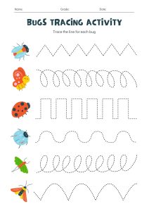 Line tracing number counting worksheet for preschoolers with dotted lines to trace numbers and objects to count
