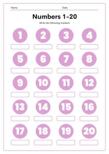 Printable number counting worksheet for preschool kids with number tracing and object counting practice