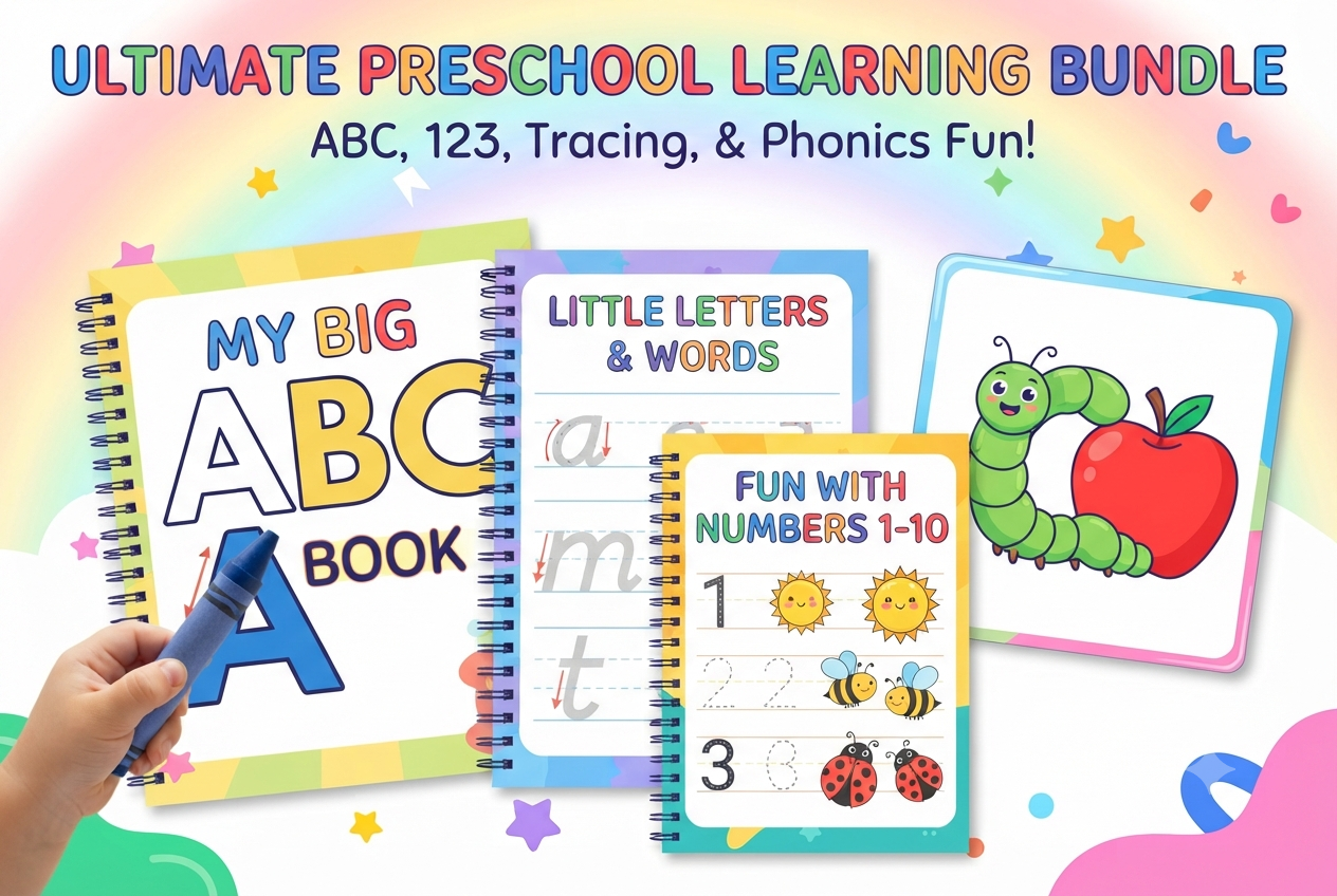 Happy child tracing letters