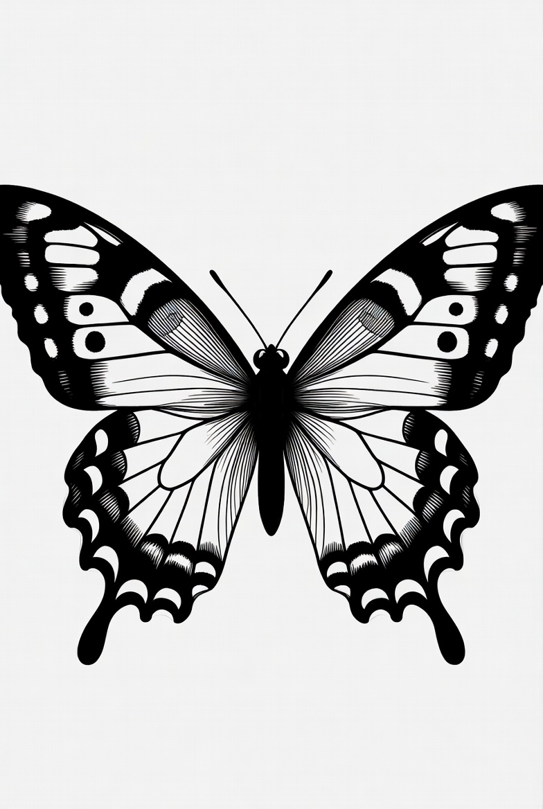 Detailed butterfly line art
