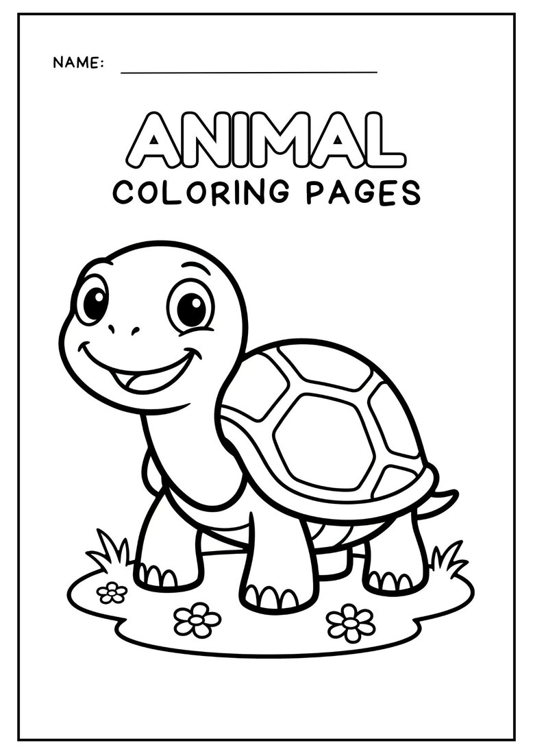Animal coloring page turtle printable preschool worksheet