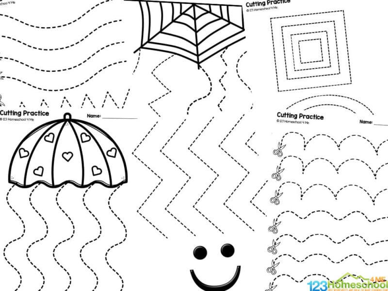 Cut and paste cutting practice worksheets for preschool fine motor