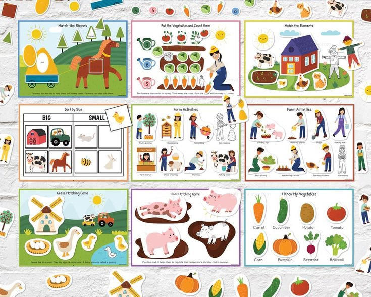 Farm busy book printable preschool activity pages animals matching