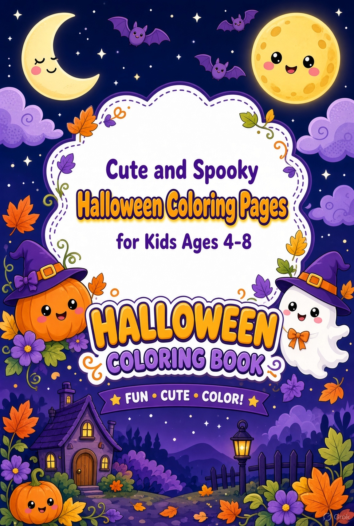 Halloween coloring pages for kids, book cover