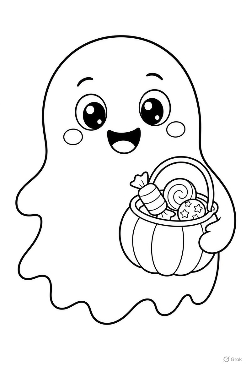 Playful witch stirring cauldron coloring page