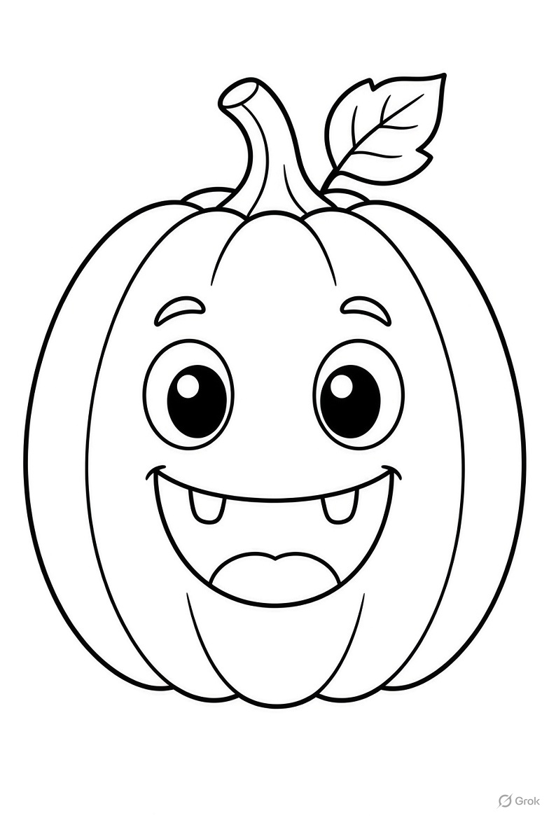 Smiling jack-o-lantern Halloween coloring page for kids