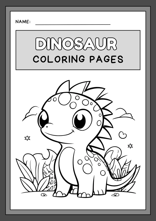 Printable coloring books for kids: roaring dinosaur soft-copy cover