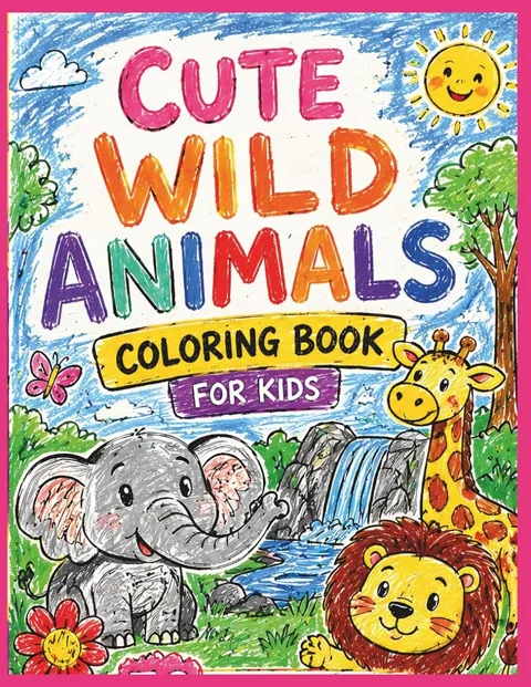 Cover of Cute Wild Animals Coloring Book (Ages 4–8)