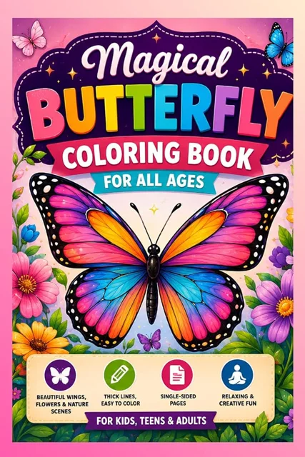 Cover of Magical Butterfly Coloring Book for All Ages