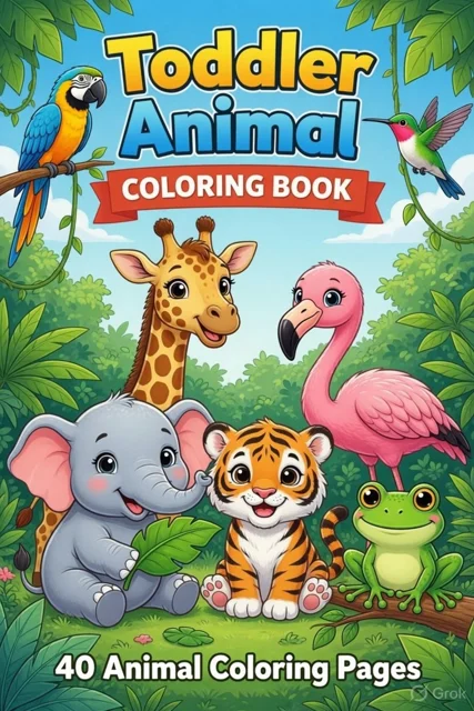 Cover of Toddler Animal Coloring Pages (printable PDF)